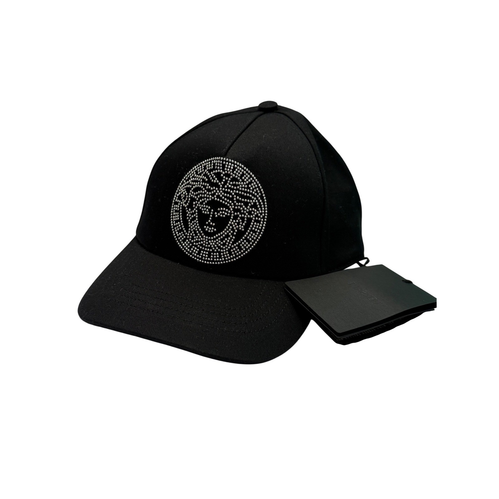 Authentic Versace Black Cotton Drill Medusa Studded Baseball Cap Hat Size 57